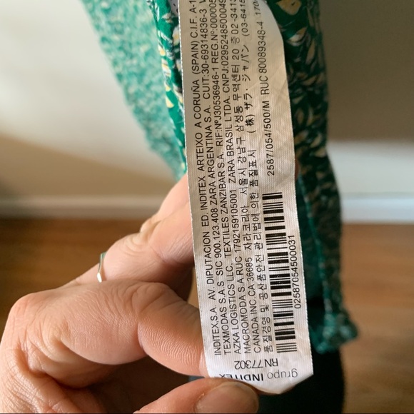 Zara Floral Green Midi Split Hem Dress Garden Plant Women's Medium - Picture 6 of 10